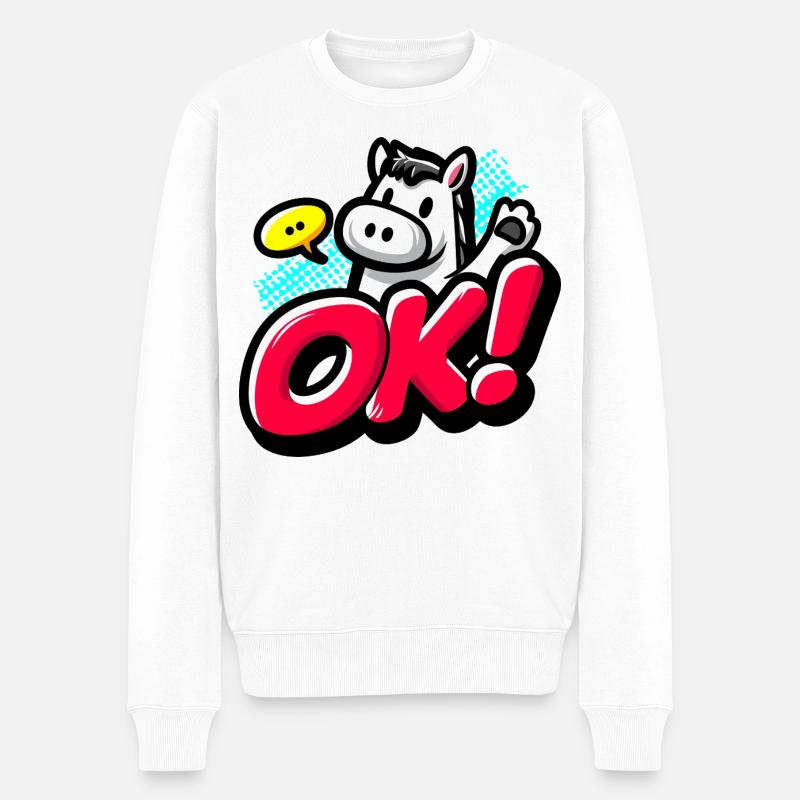 OK Pony - Männer Premium Bio Pullover - Weiß