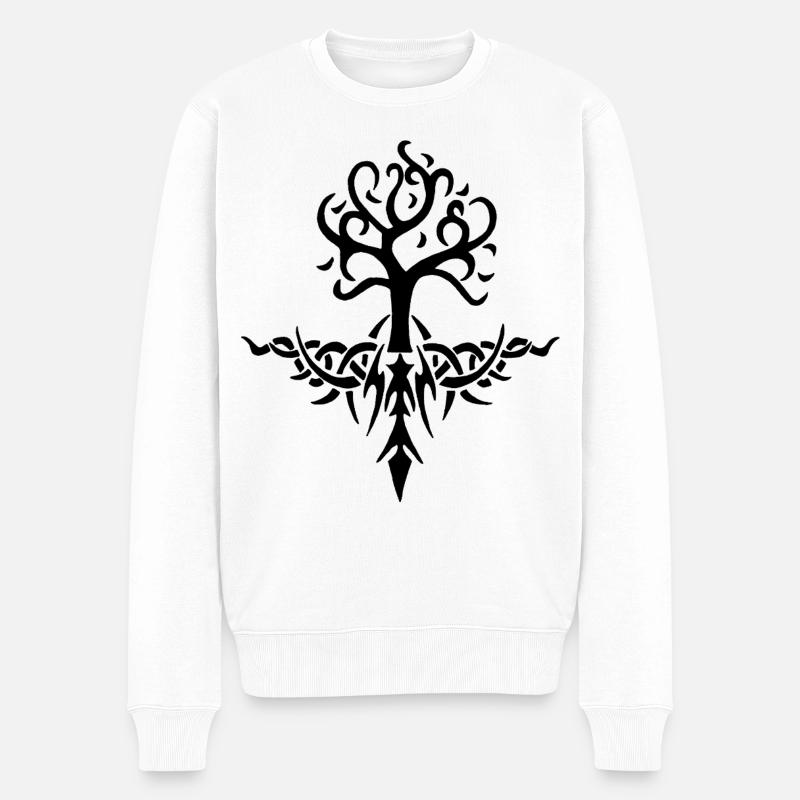 Schwarzer dorniger Baum - Männer Premium Bio Pullover - Weiß