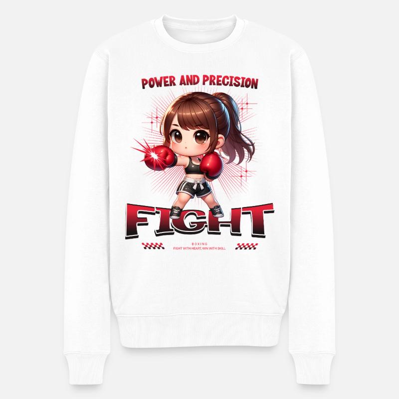 Kraftvolle Box-Chibi Kämpferin - Männer Premium Bio Pullover - Weiß