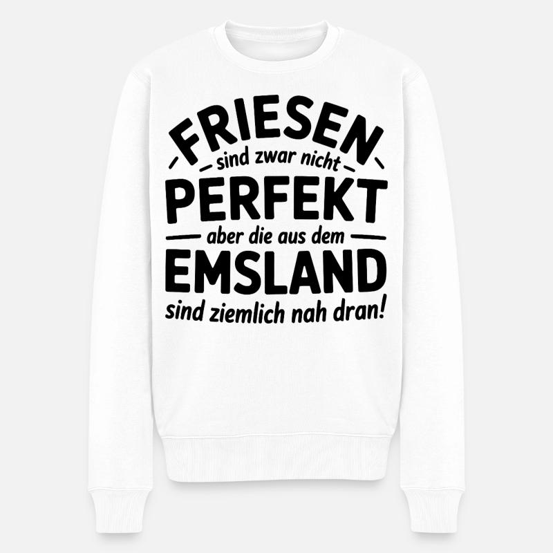 Friesen Emsland Friesland Sprüche Geschenk - Männer Premium Bio Pullover - Weiß