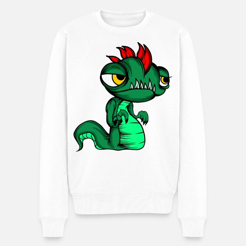 Niedliches Fantasy-Echsen-Schlangen-Kindershirt - Männer Premium Bio Pullover - Weiß