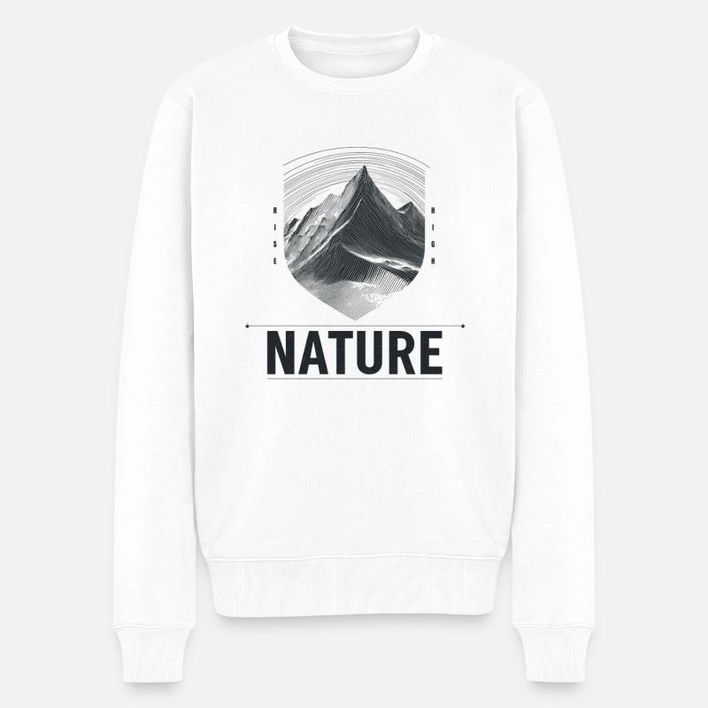 Berglandschaft Shield Nature - Männer Premium Bio Pullover - Weiß