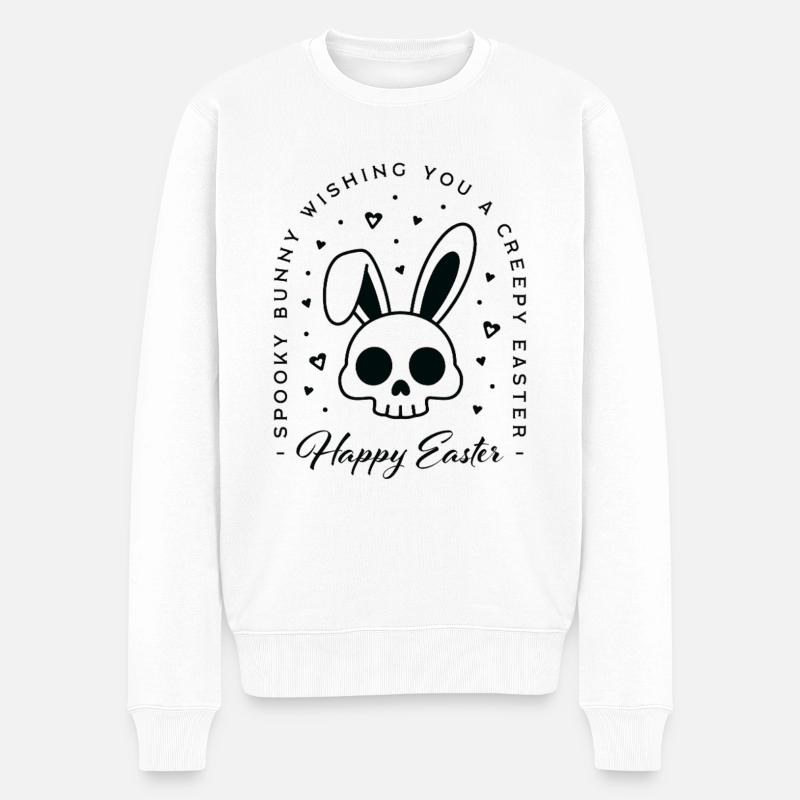 Joyeuses Pâques, vœux flippants lapin - Pull Premium bio Homme - blanc