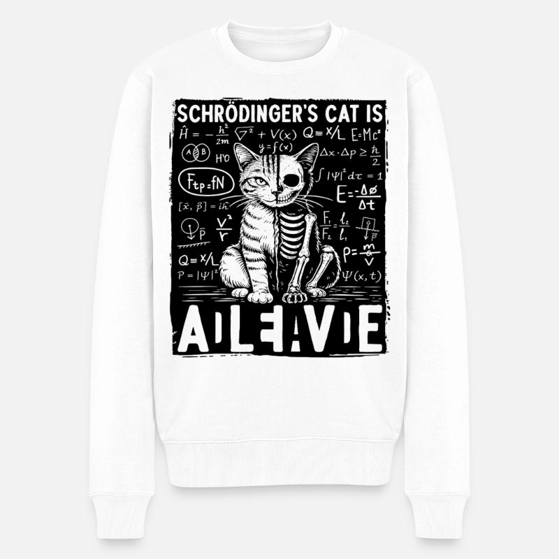 Schrödingers Cat Is Alive Dead - Männer Premium Bio Pullover - Weiß