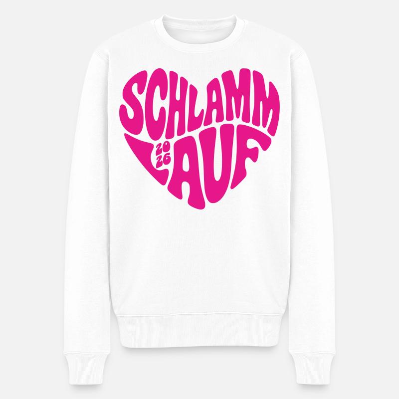 Schlammlauf 2026 - Herz Form - Schlamm Lauf 2026 - Männer Premium Bio Pullover - Weiß