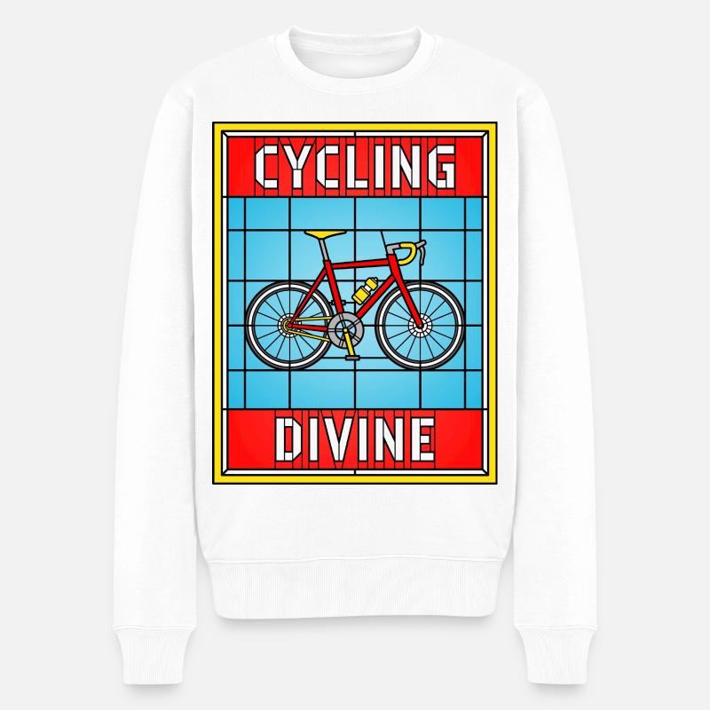 Buntglas-Fahrrad-Divine - Männer Premium Bio Pullover - Weiß