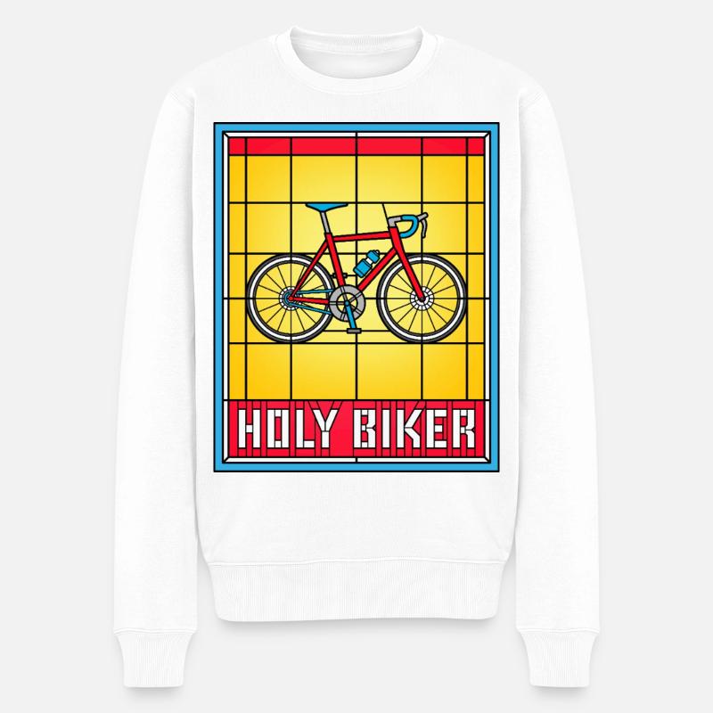 Heiliger Biker Buntglas-Fahrrad - Männer Premium Bio Pullover - Weiß