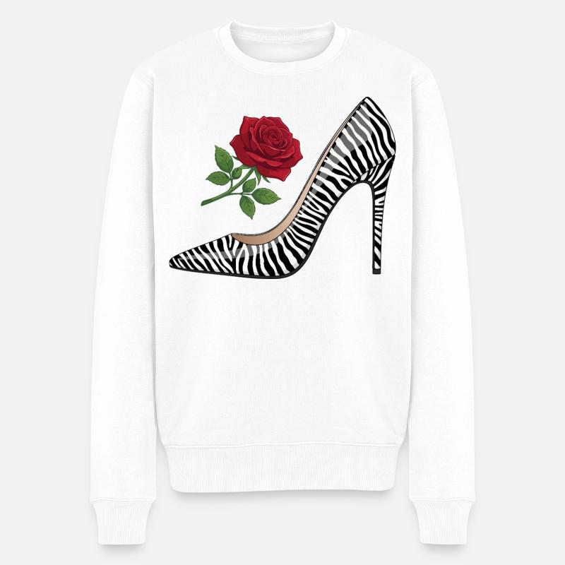 Zebra High Heel Rose - Männer Premium Bio Pullover - Weiß
