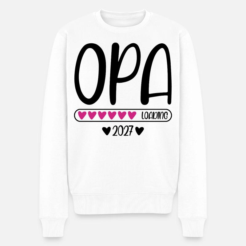 Opa 2027 loading Herzchen Ladebalken - Männer Premium Bio Pullover - Weiß