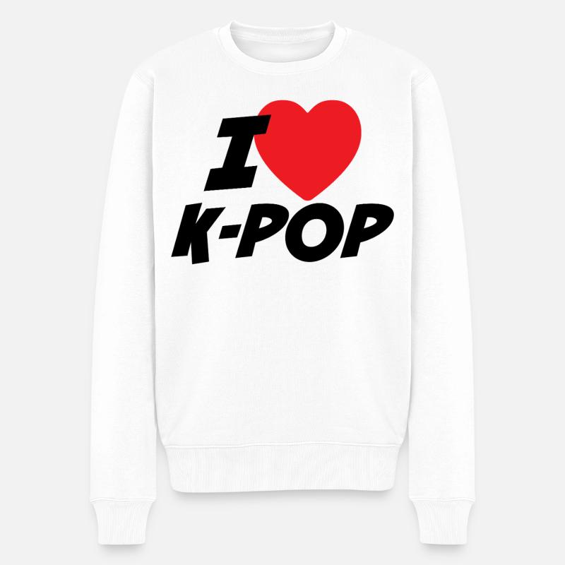 Ich liebe K-Pop - Männer Premium Bio Pullover - Weiß