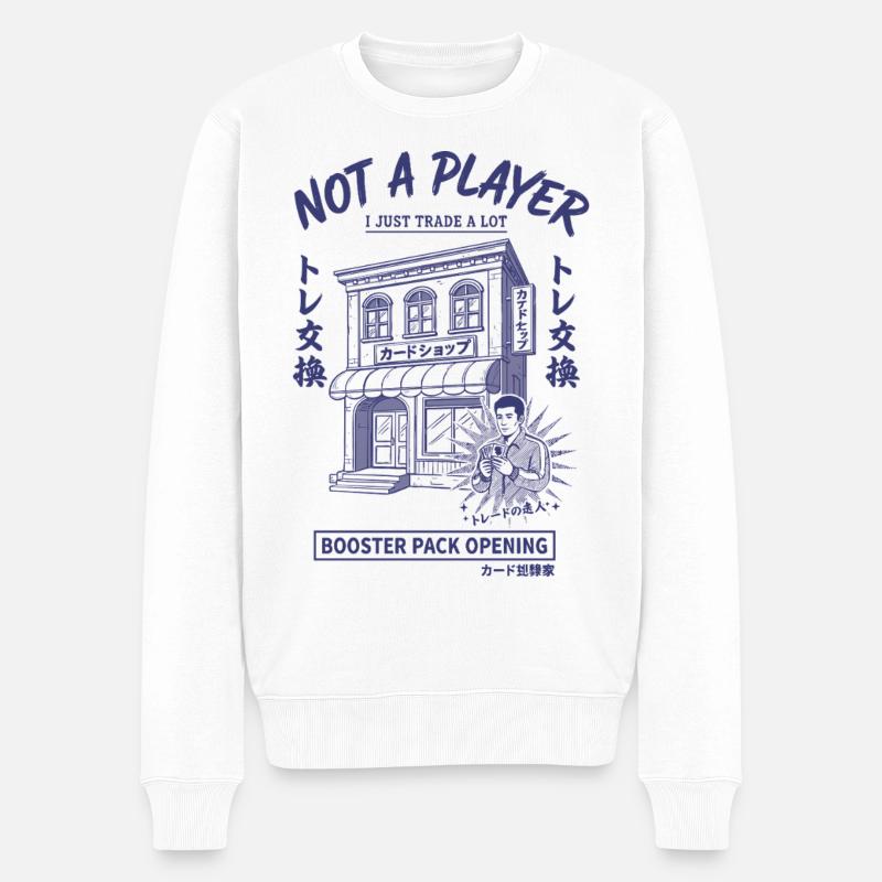 Ich bin kein Spieler, sondern tausche nur viel Booster-Pack - Männer Premium Bio Pullover - Weiß