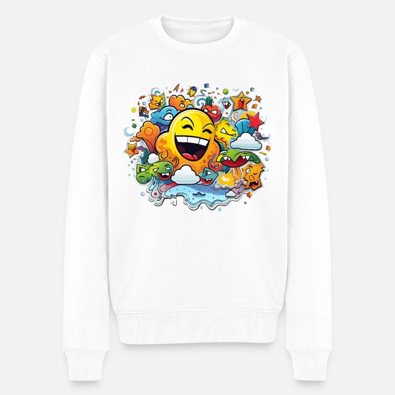 Sonnenfreude Cartoon-Motiv - Männer Premium Bio Pullover - Weiß