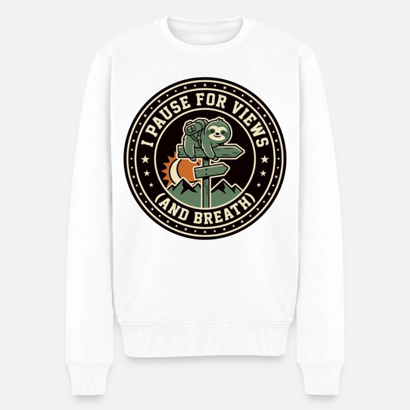 Vue du Sloth Break Respire - Pull Premium bio Homme - blanc