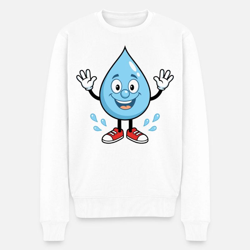 Drop d’eau heureuse avec des baskets - Pull Premium bio Homme - blanc