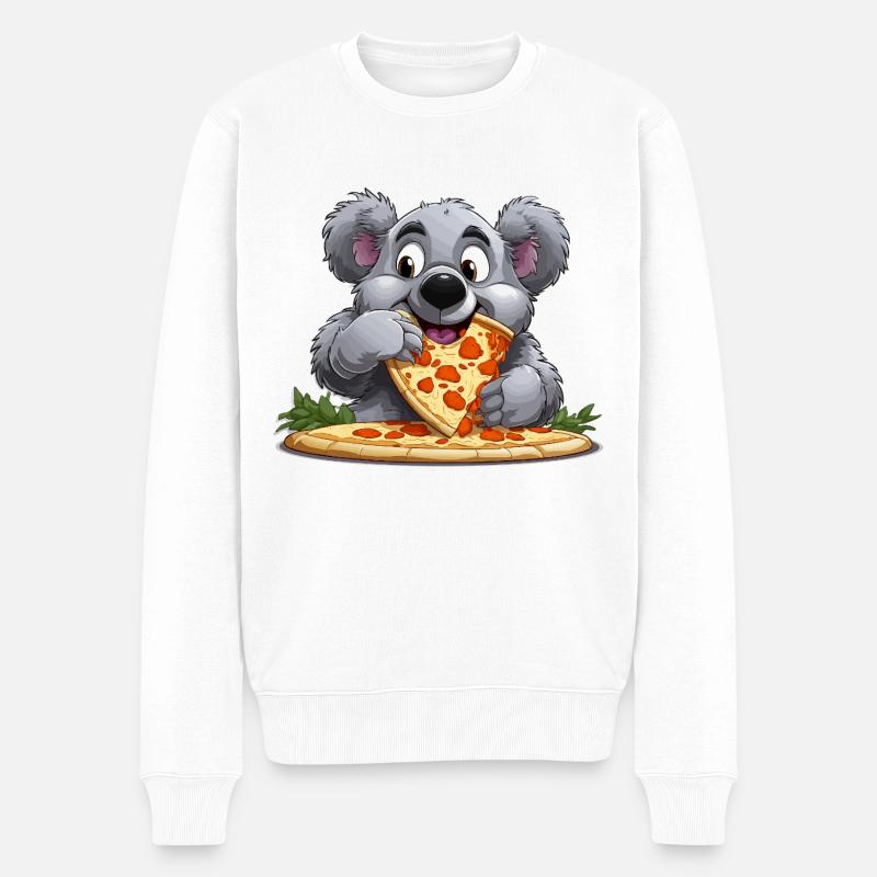 Pizza-Liebe Koala - Männer Premium Bio Pullover - Weiß