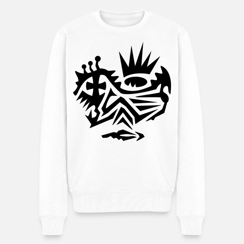Tatouage tribal sur le visage avec croix - Pull Premium bio Homme - blanc