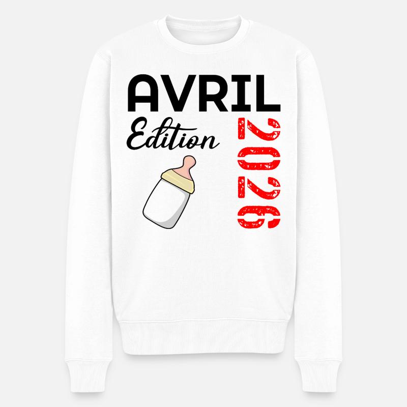 Baby April 2026 - Männer Premium Bio Pullover - Weiß