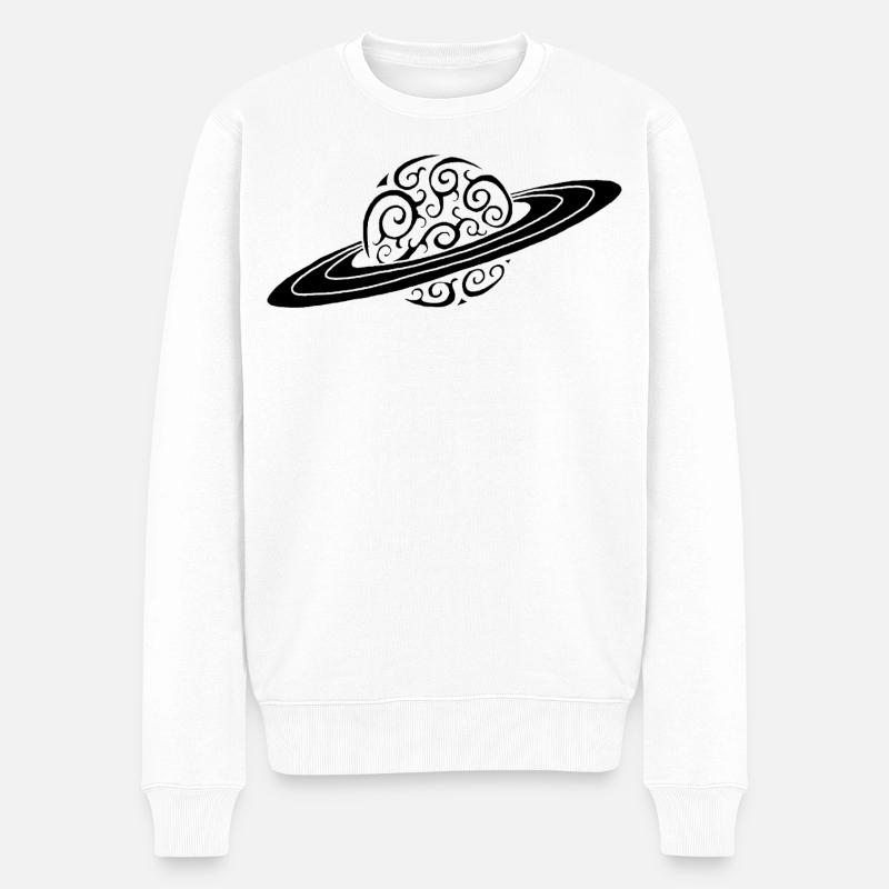 Schwarzer Spiralplanet - Männer Premium Bio Pullover - Weiß