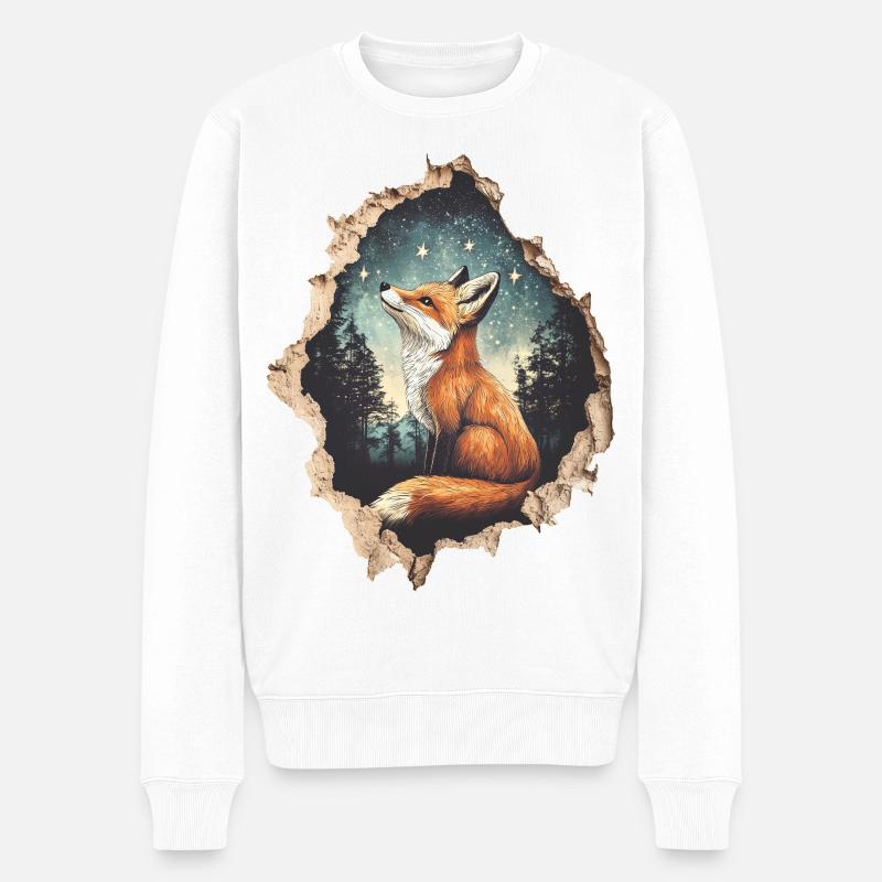 Fuchs Sterne - Männer Premium Bio Pullover - Weiß