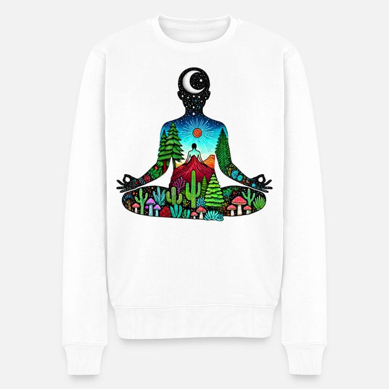 Nature de méditation - Pull Premium bio Homme - blanc