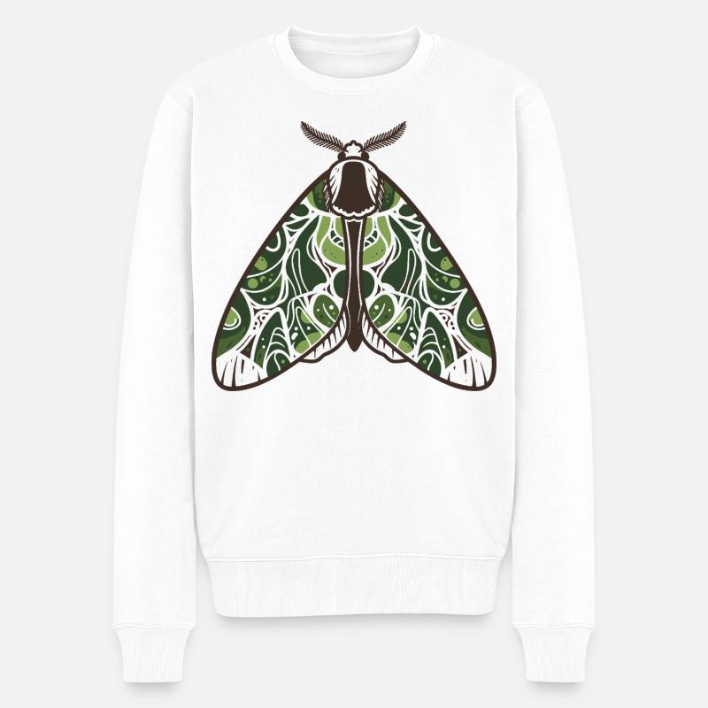 Üppige Blattflügelmotte - Männer Premium Bio Pullover - Weiß
