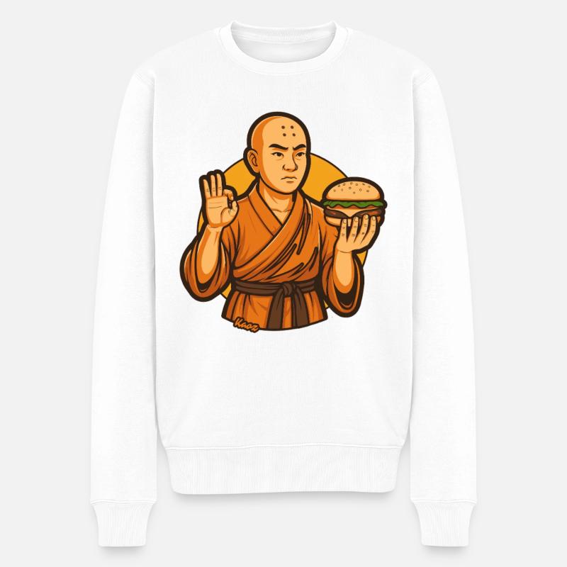 Zen Burger Monk - Männer Premium Bio Pullover - Weiß