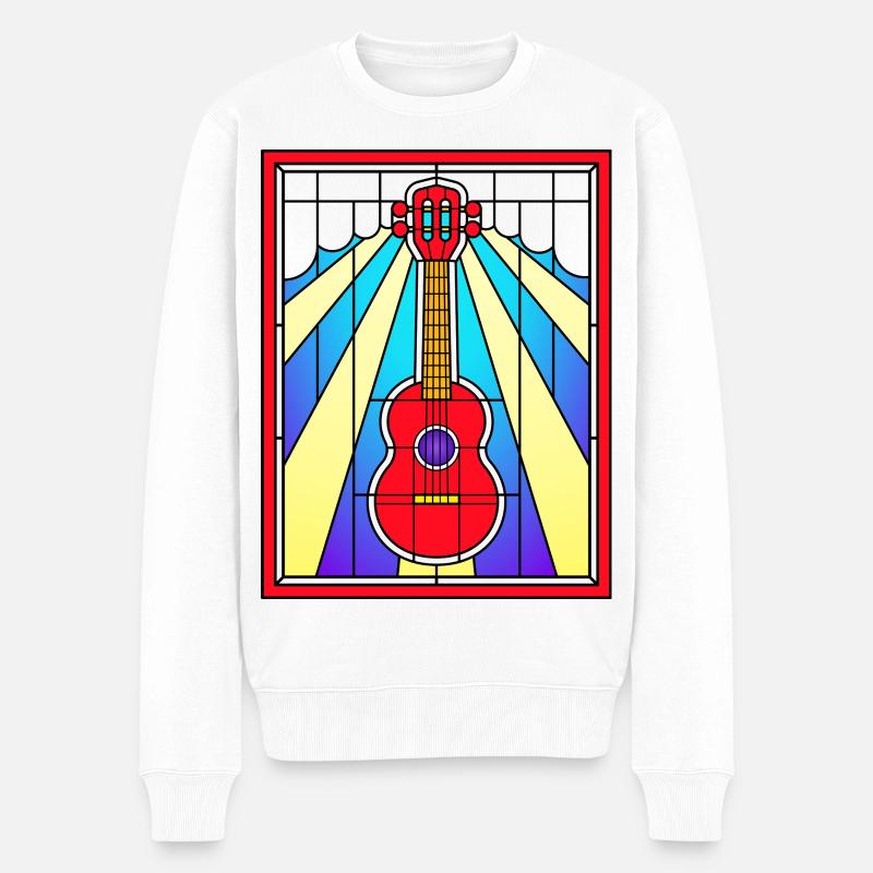 Buntglas-Akustikgitarre - Männer Premium Bio Pullover - Weiß