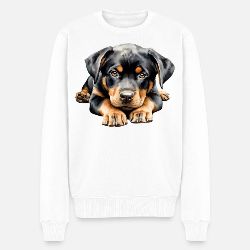Rottweiler Puppy - Männer Premium Bio Pullover - Weiß