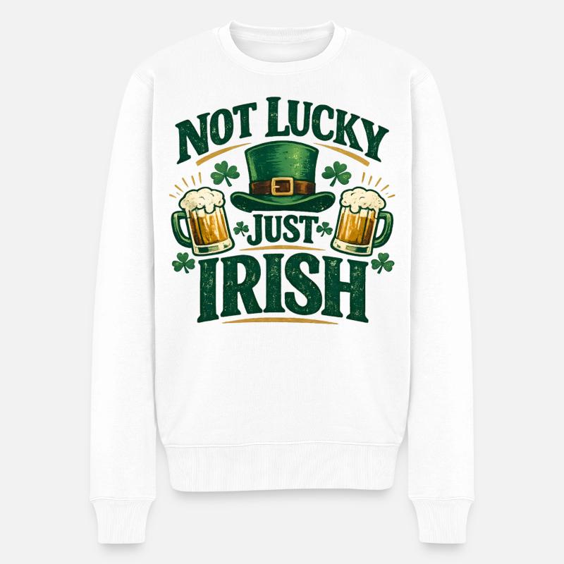Nicht glücklich, nur irisch - Männer Premium Bio Pullover - Weiß