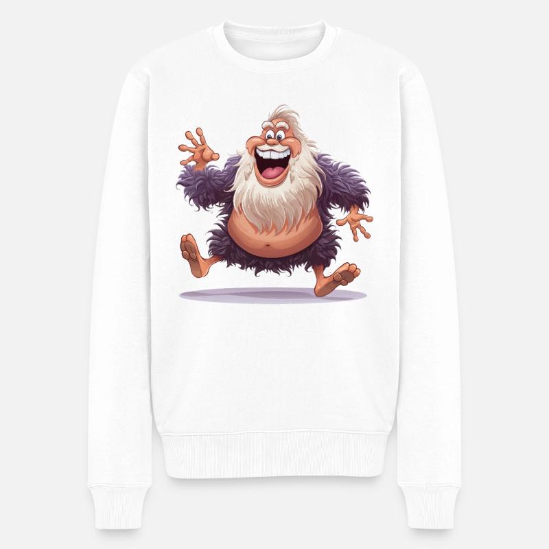 Fröhlicher wolliger Yeti - Männer Premium Bio Pullover - Weiß
