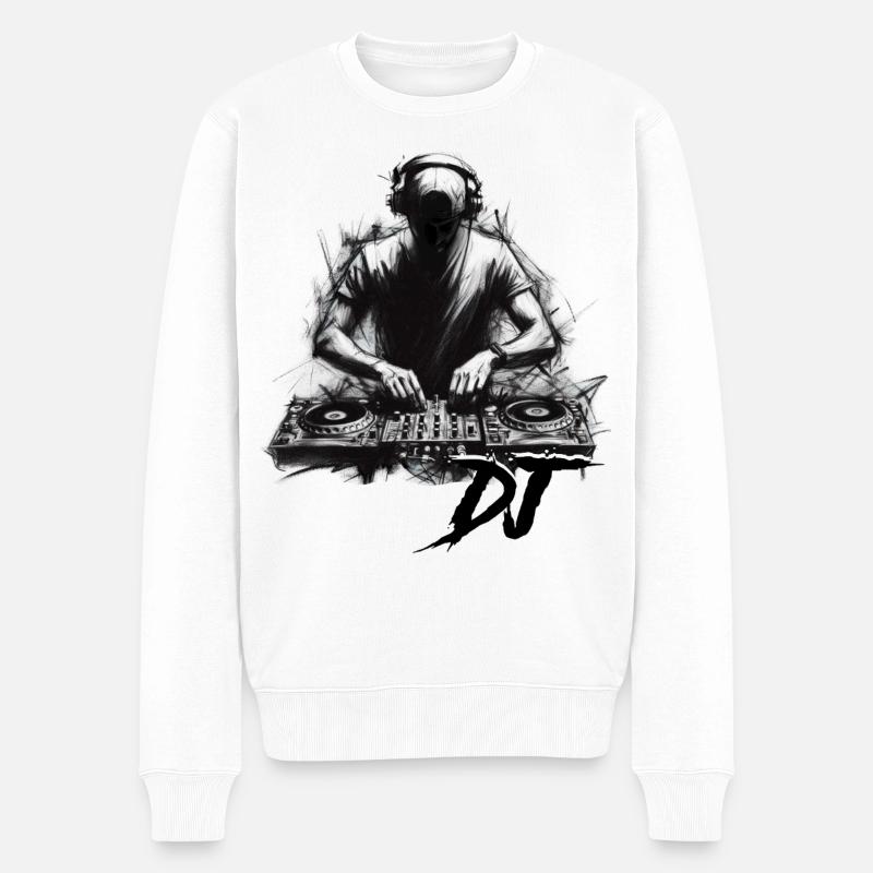 DJ - Männer Premium Bio Pullover - Weiß