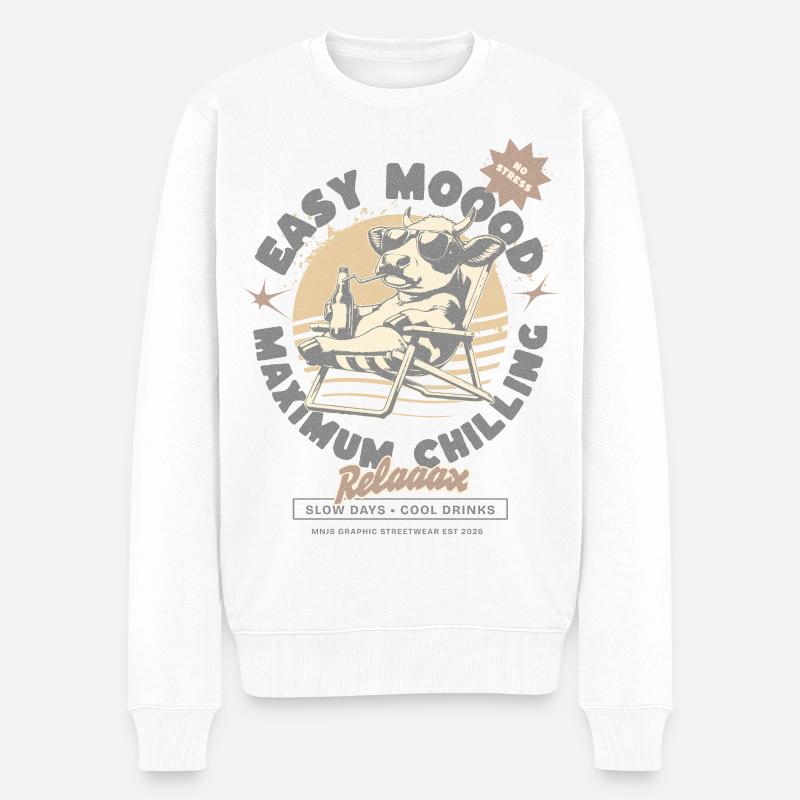 Conception Easy Moood Relaaax Cow Lounge - Pull Premium bio Homme - blanc