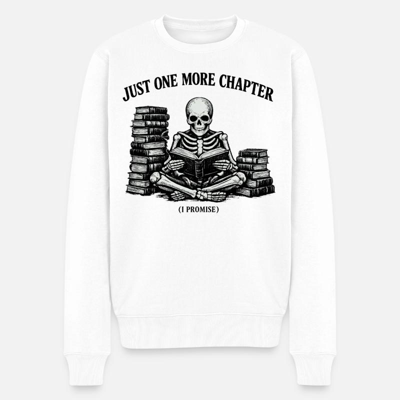 Just One More Chapter Skeleton - Männer Premium Bio Pullover - Weiß