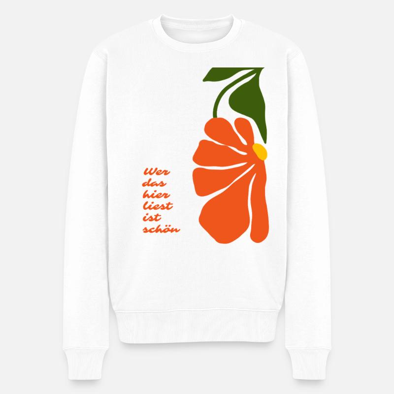 Wer das liest ist schön - Männer Premium Bio Pullover - Weiß