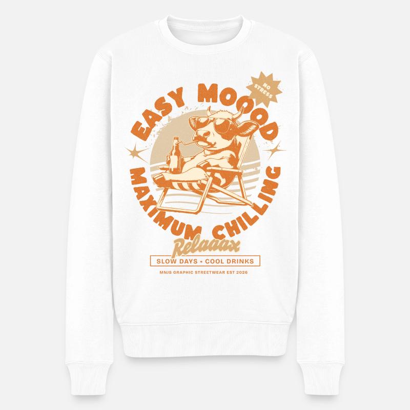 Relaxende Kuh im Chillmodus - Männer Premium Bio Pullover - Weiß