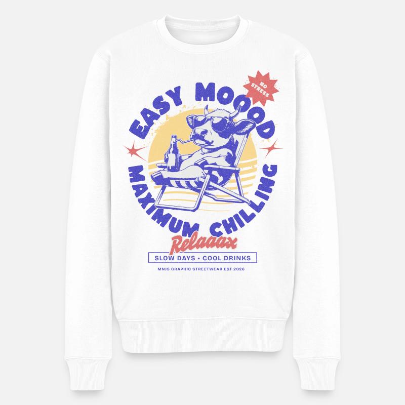LoungeCow au coucher du soleil - Pull Premium bio Homme - blanc