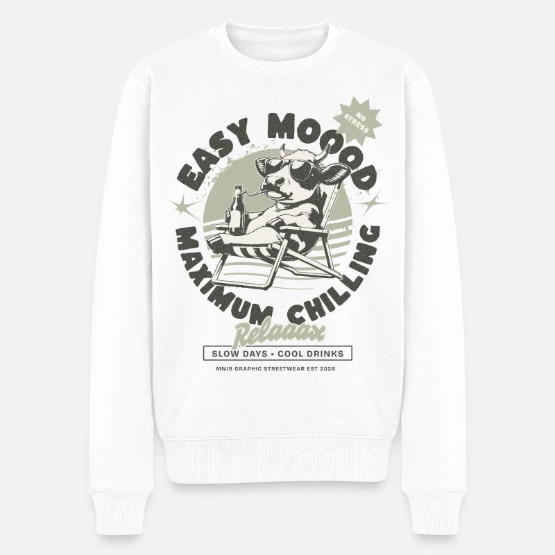 Relax Kuh am Strand - Männer Premium Bio Pullover - Weiß