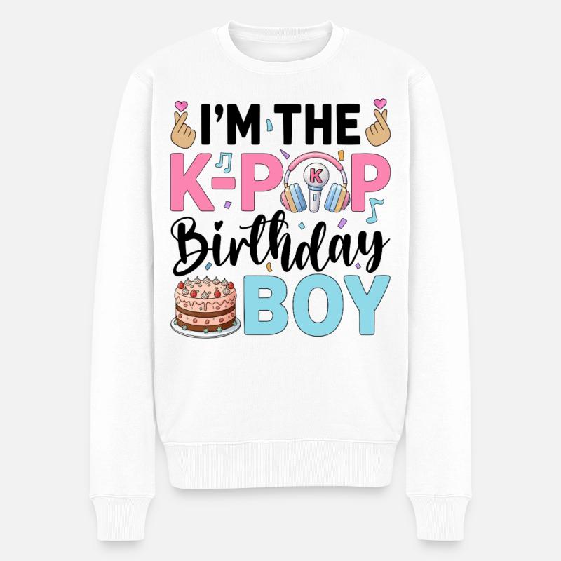 I'm The K-Pop Birthday Boy - Männer Premium Bio Pullover - Weiß