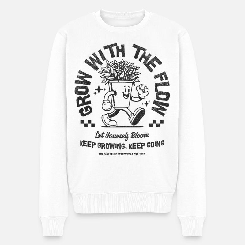 Grow With The Flow Pflanz-Maskottchen - Männer Premium Bio Pullover - Weiß