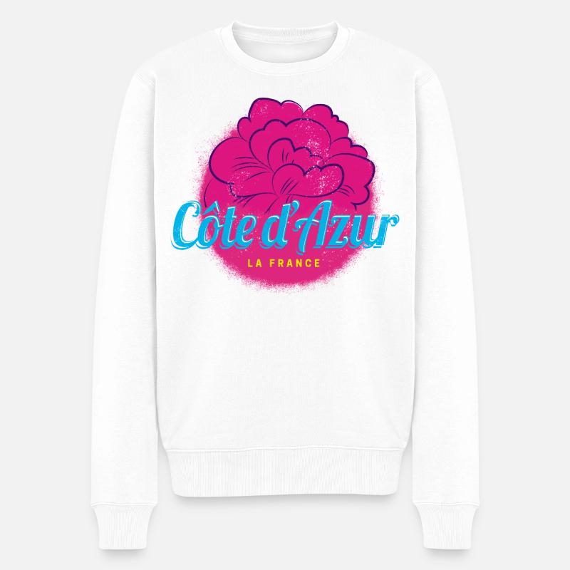Côte d'Azur Retro Oleander France Souvenir - Pull Premium bio Homme - blanc