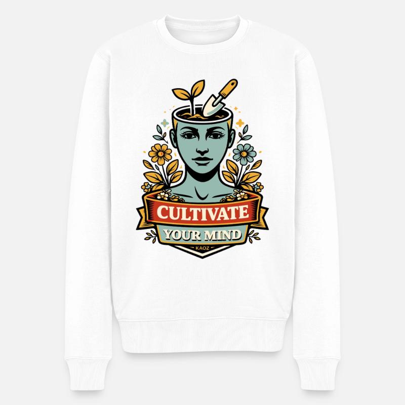 Kultiviere Deinen Geist - Männer Premium Bio Pullover - Weiß