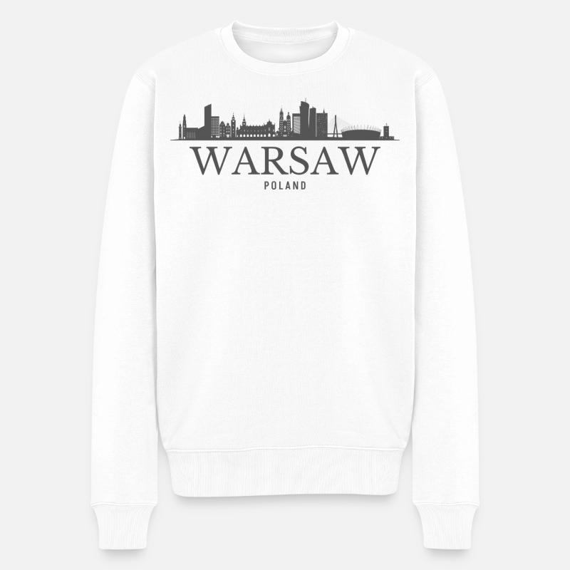 Varsovie, Pologne, silhouette de Varsovie - Pull Premium bio Homme - blanc