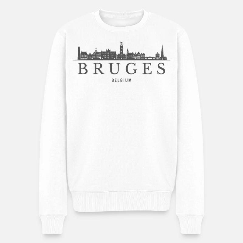 Bruges Belgique, silhouette de Bruges - Pull Premium bio Homme - blanc