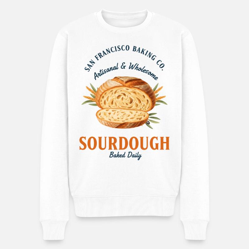 Sauerteigbrot Backbäcker Lokale Sauerteigära - Männer Premium Bio Pullover - Weiß