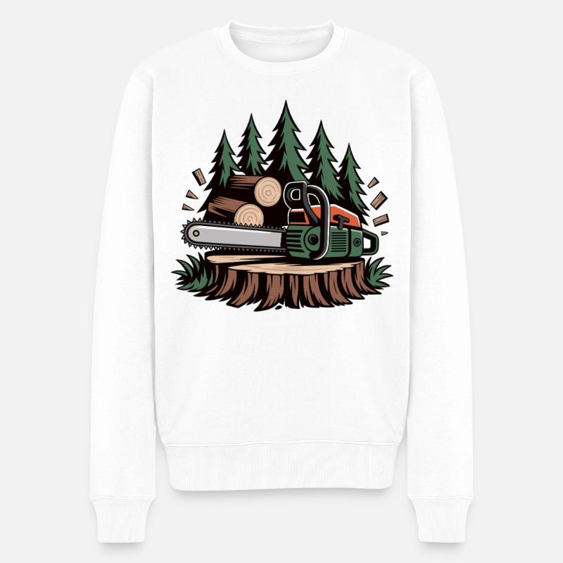 T-shirt bûcheron Tronçonneuse – Bûcheron - Pull Premium bio Homme - blanc
