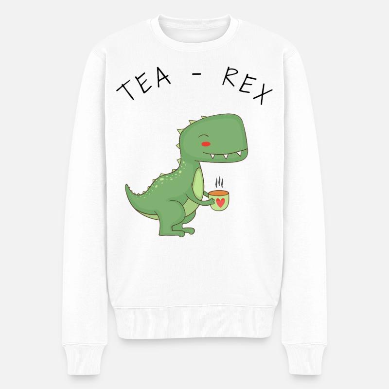 Drôle de thé T-Rex - Pull Premium bio Homme - blanc