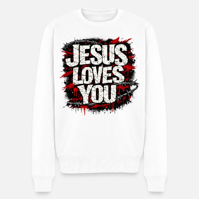 Jésus t’aime - Pull Premium bio Homme - blanc