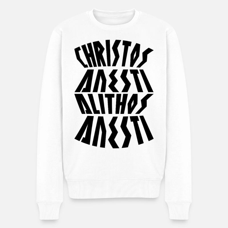 Griechisches Ostern Christos Anesti - Männer Premium Bio Pullover - Weiß