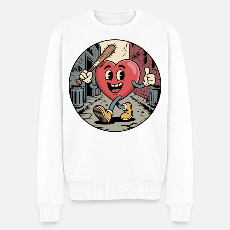 Herzheldengasse Prügel - Männer Premium Bio Pullover - Weiß