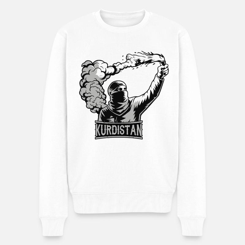 Kurdistan fackel - Männer Premium Bio Pullover - Weiß